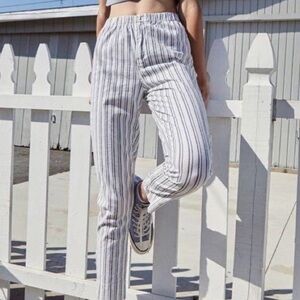 Brandy Melville John Galt White and Gray Striped Tilden Pants